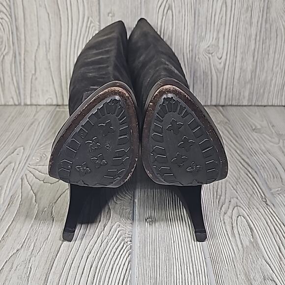 Frye Harlow Campus Tall Black Leather Heeled Boots Womens Size 6 - Picture 8 of 16